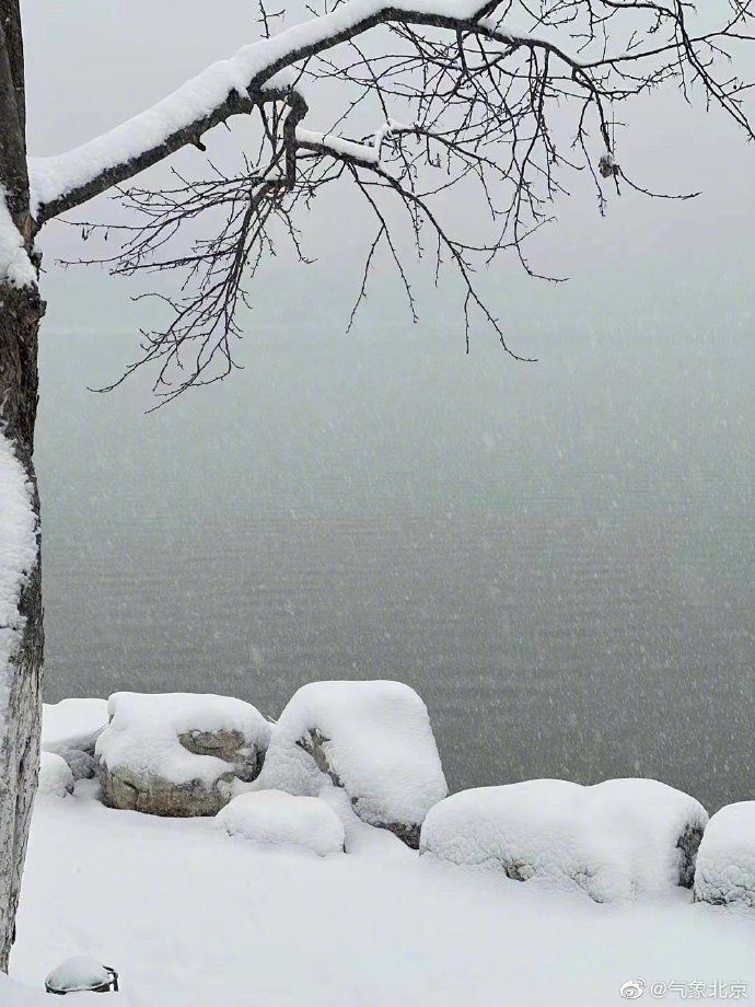 大雪纷飞银装素裹北京春雪美如画