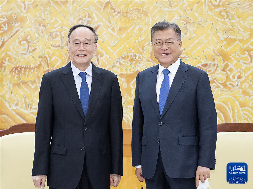 王岐山会见韩国总统文在寅