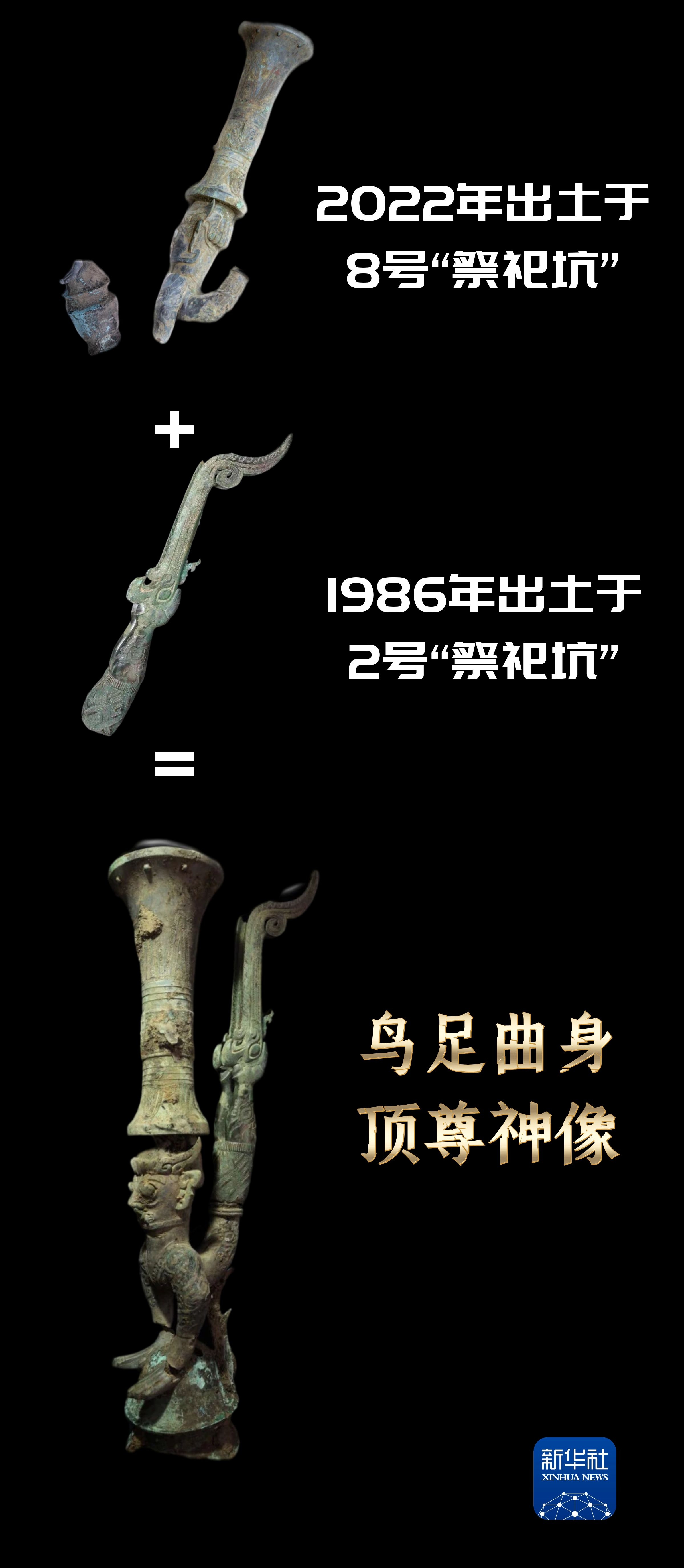 3000年后，三星堆青铜鸟脚人像找回另一半！ - 新华社客户端
