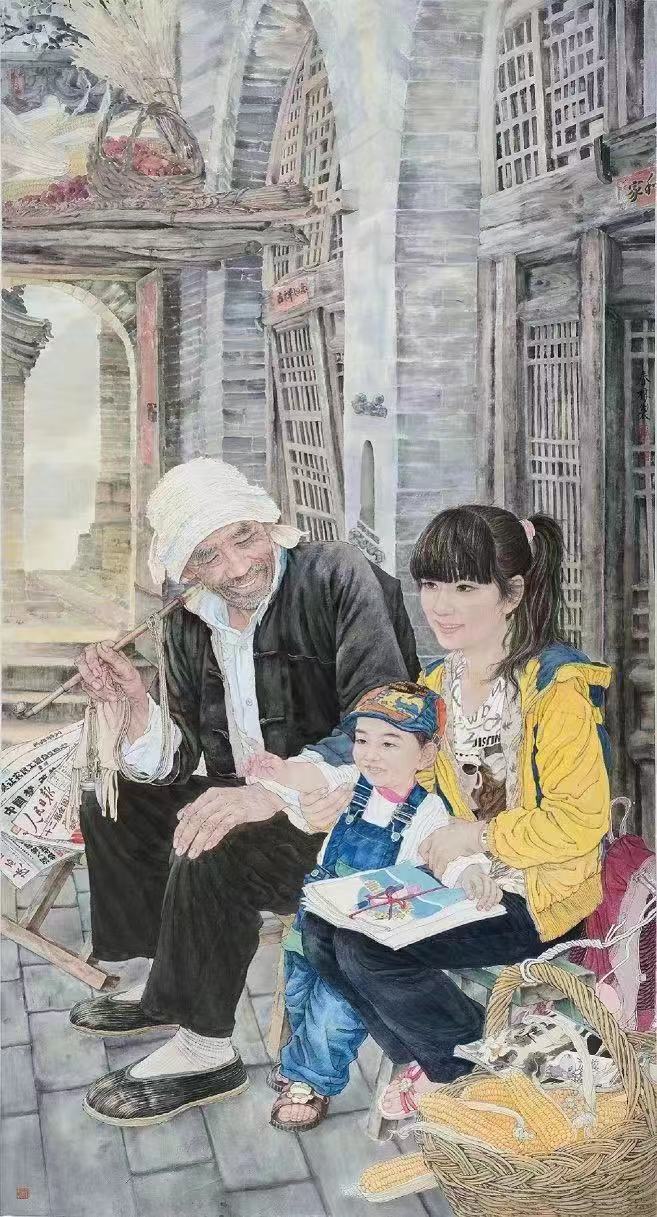 倪春林的“生宣重彩”工笔人物画，打破了“工笔”与“写意”之间的观念壁垒