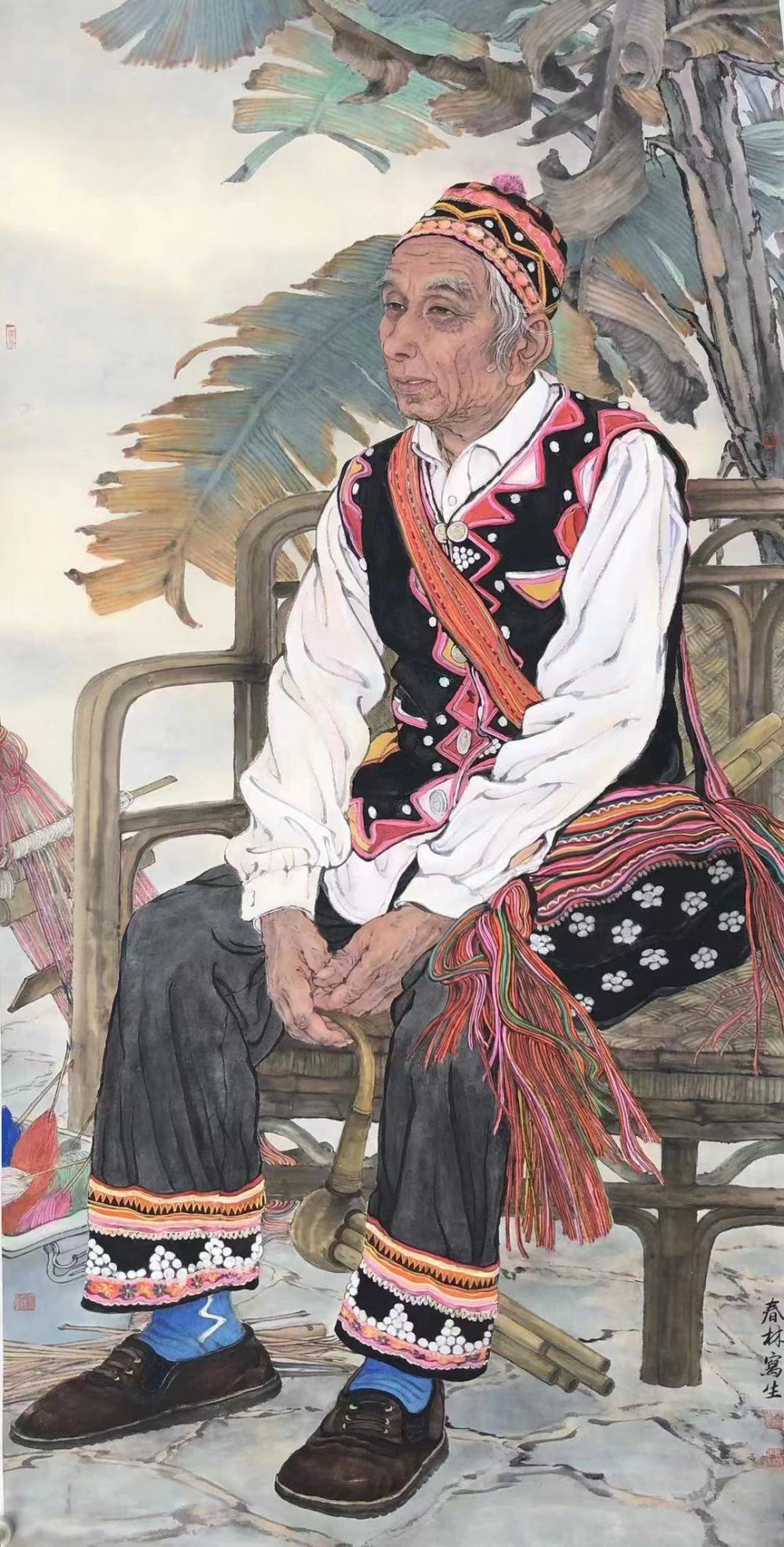 倪春林的“生宣重彩”工笔人物画，打破了“工笔”与“写意”之间的观念壁垒