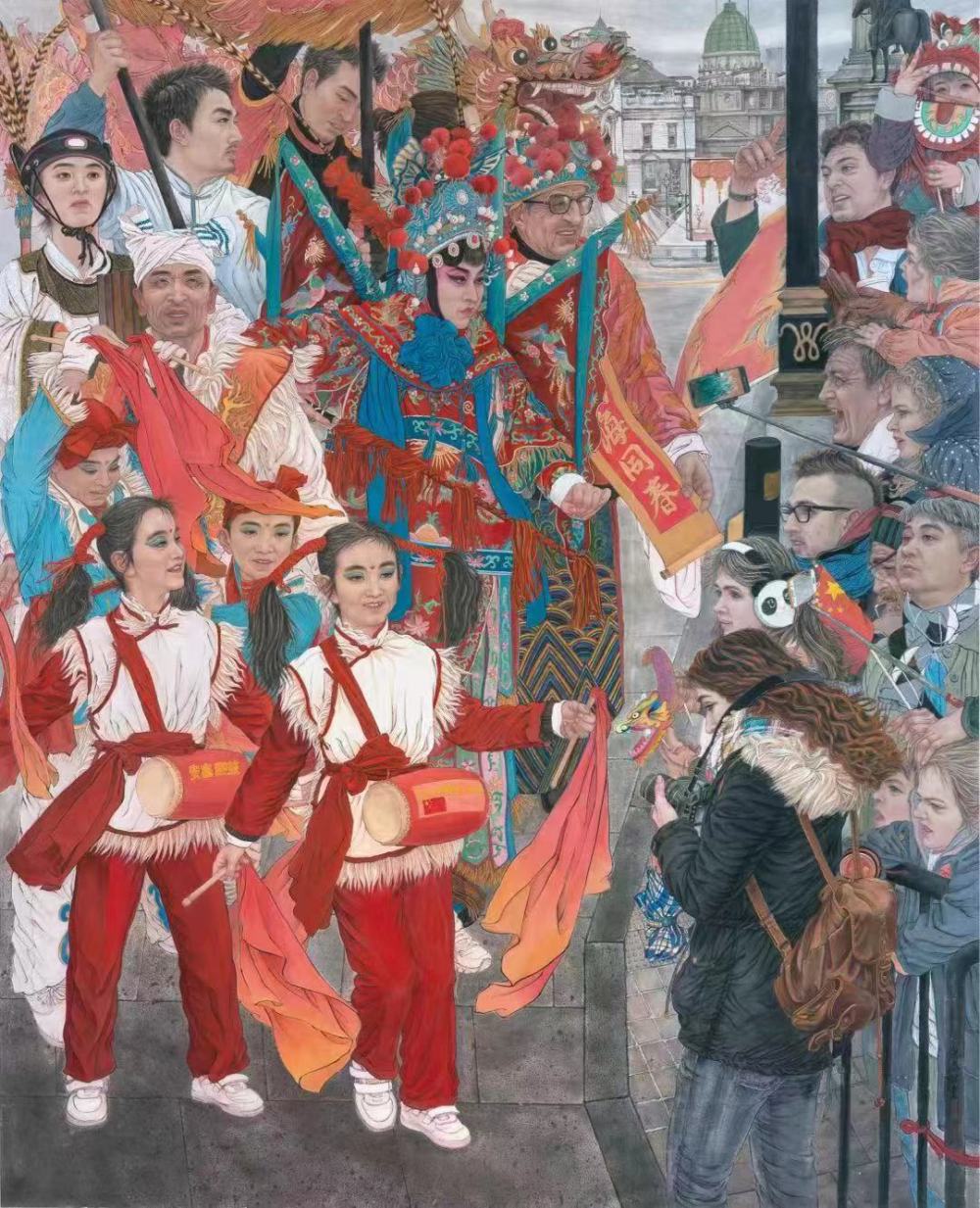 倪春林的“生宣重彩”工笔人物画，打破了“工笔”与“写意”之间的观念壁垒