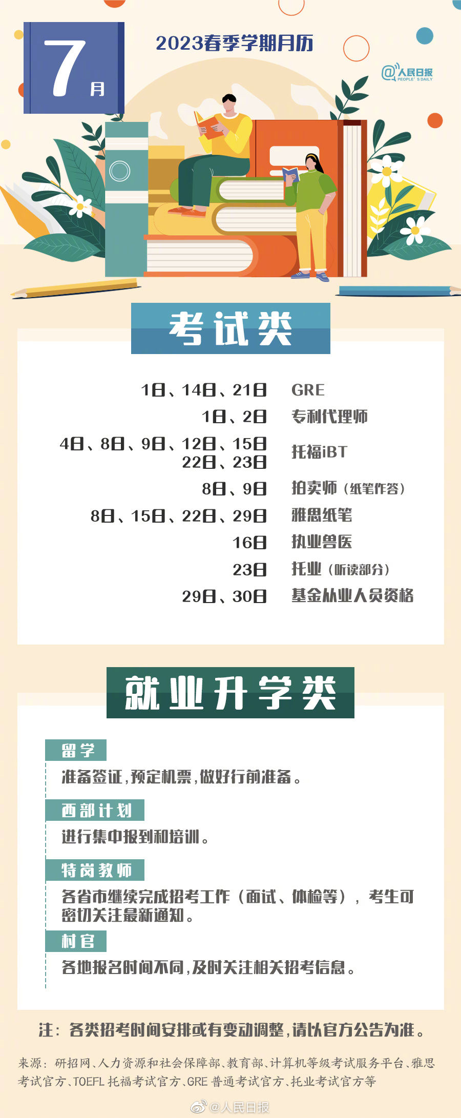 就业+升学+考试！2023春季学期月历来了