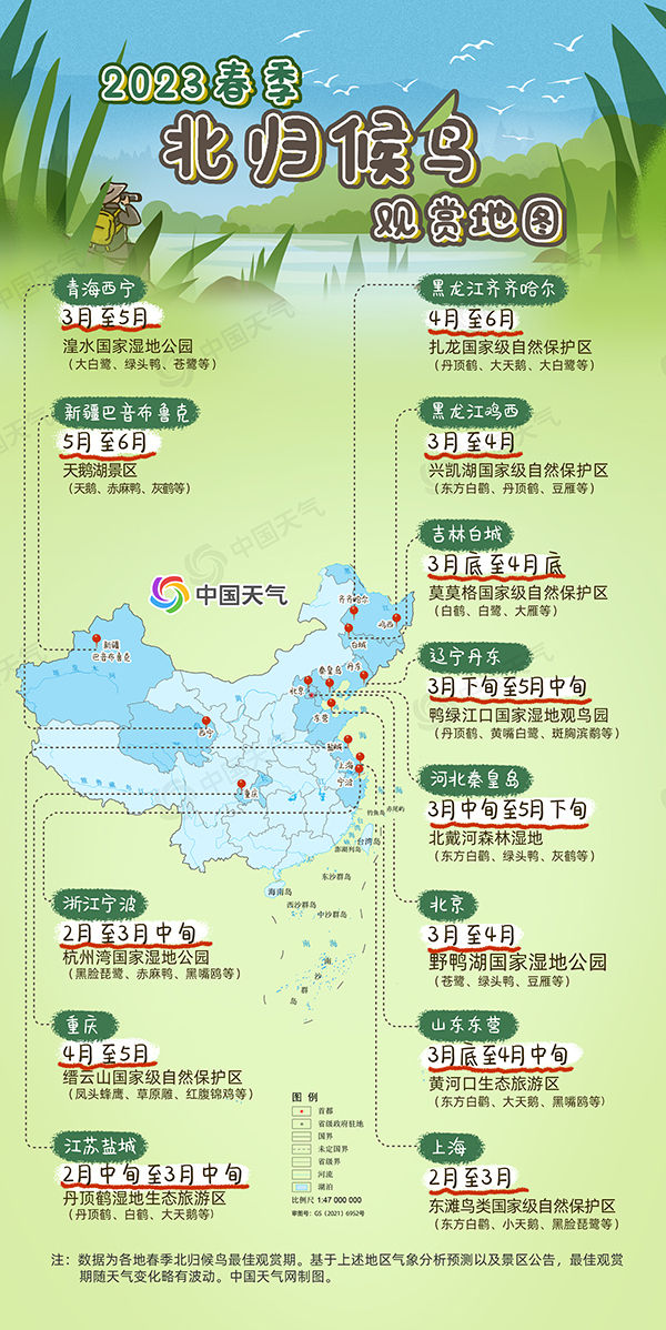 2023春季候鸟观赏地图出炉 这些地方渐入佳期