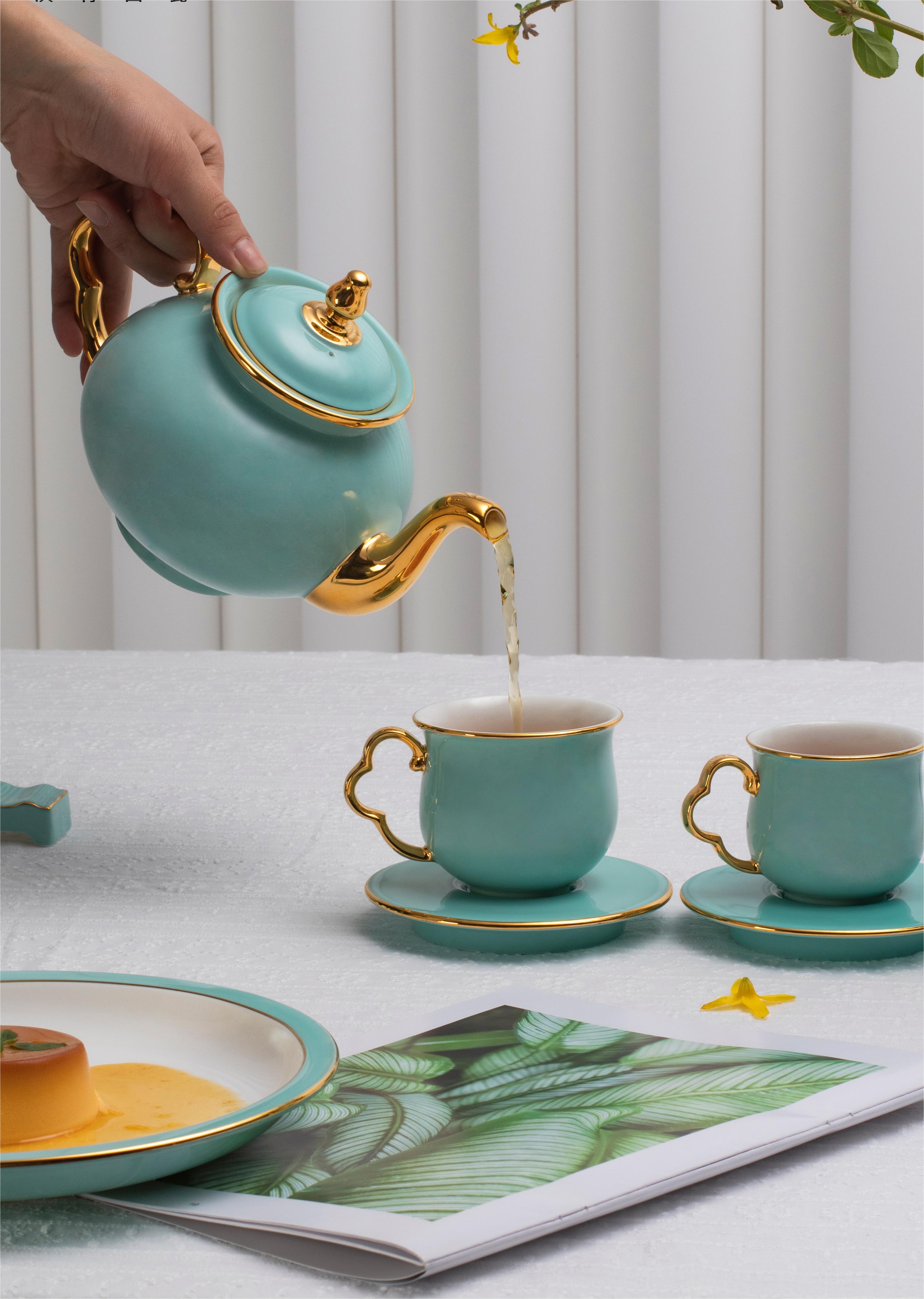 中国美術 景德鎮 粉彩茶器セット年代物 输出品