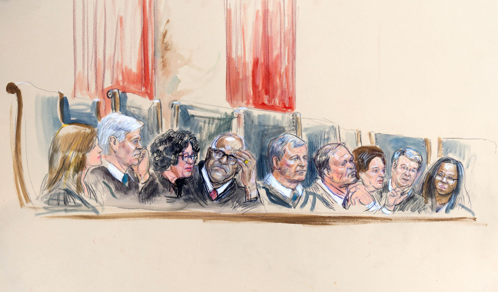 庭审法官素描。美联社
