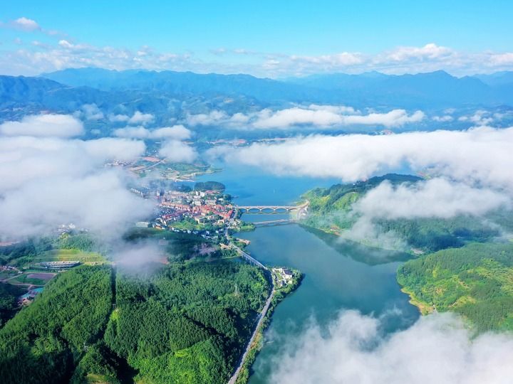 丽水市遂昌县湖山乡鸟瞰图。