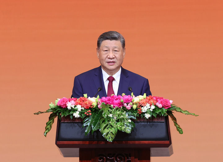 5月14日晚，国家主席习近平在北京人民大会堂举行宴会，欢迎美国总统特朗普访华。这是习近平发表致辞。新华社记者 刘卫兵 摄