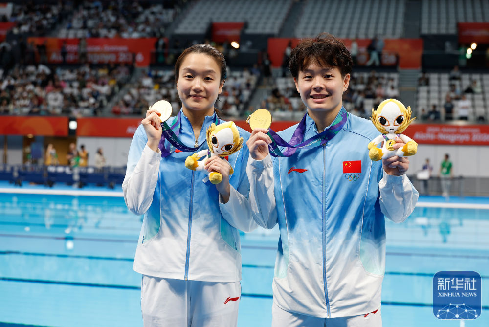 亚运会｜陈艺文、陈佳获跳水女子双人3米跳板冠军